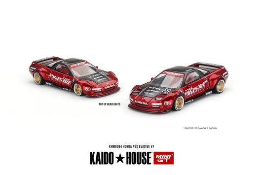 Kaido House x MiniGT - Honda NSX Evasive Motorsports - Candy Red/Carbon V1 (Unsealed)